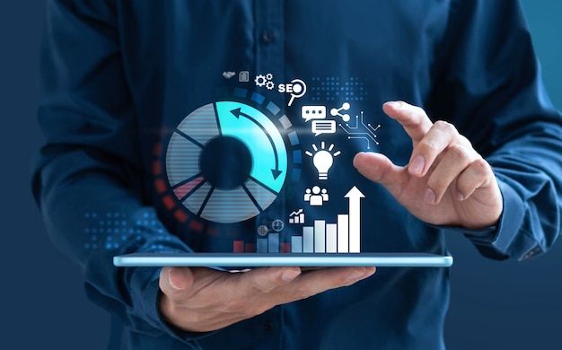 Premium Photo _ Digital design businessman show increase market graphic Premium Photo _ Digital design businessman show increase market graphic